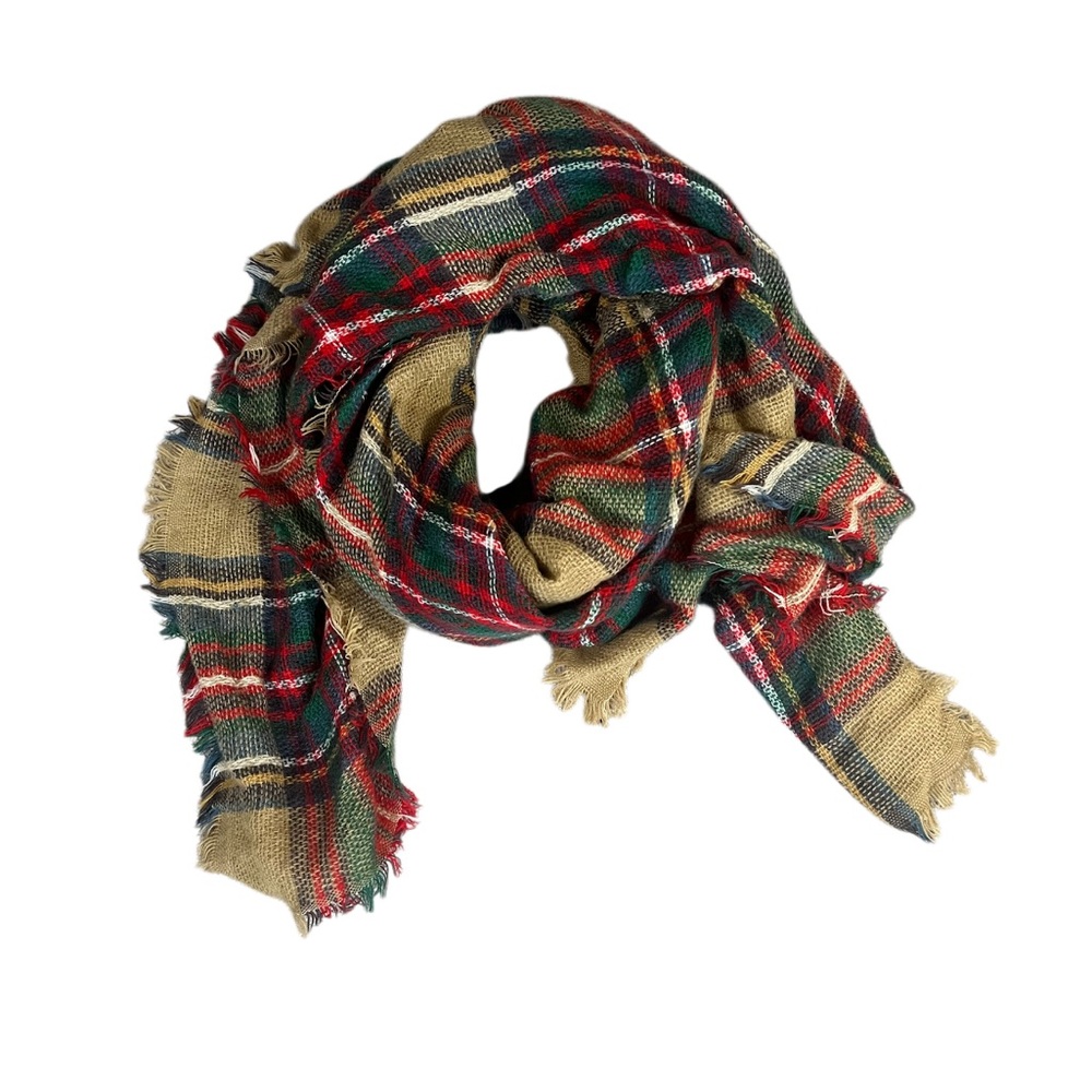 Plaid Fringe Scarf